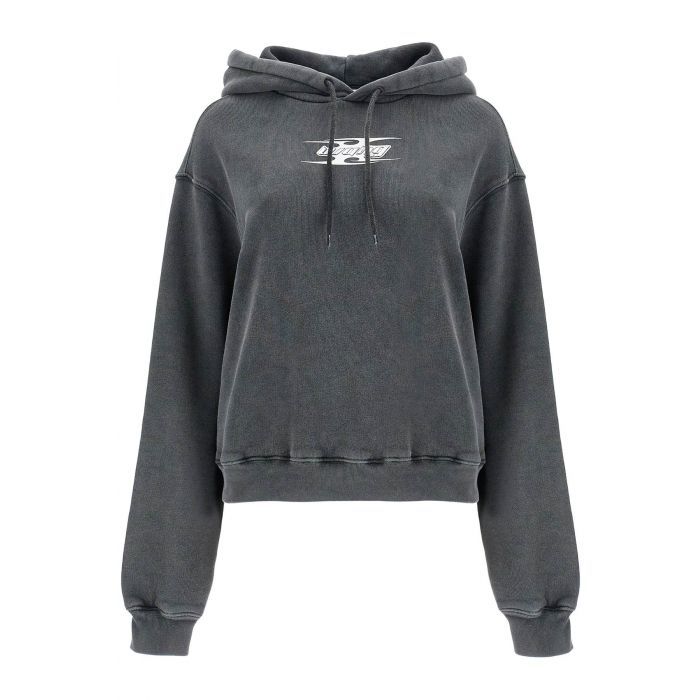 cotton blade logo-embossed hoodie