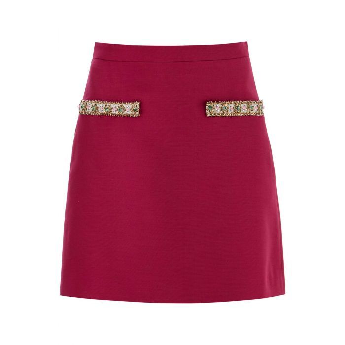 embroidered crepe couture skirt