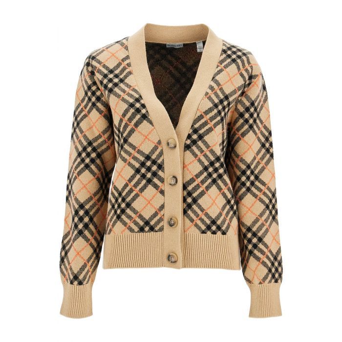 Checked Cashmere Cardigan