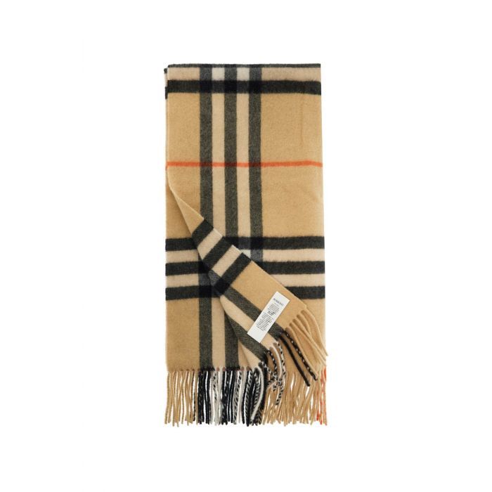 Wide Checked Cashmere Scarf