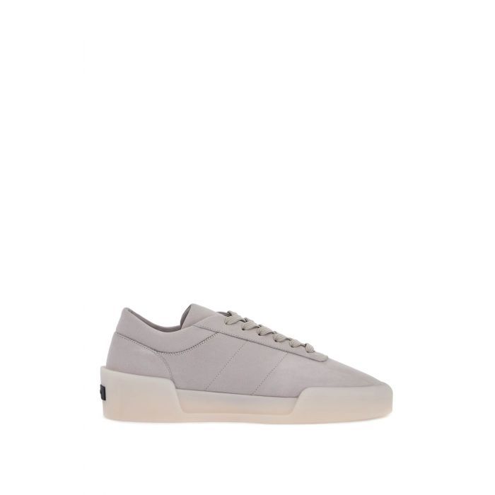 aerobic light gray leather with velcro closure low top sneakers