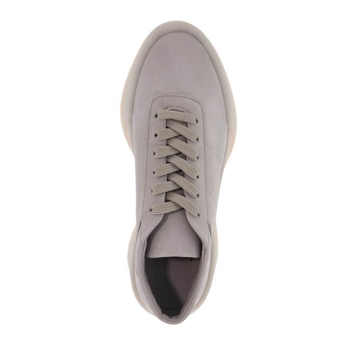 aerobic light gray leather with velcro closure low top sneakers