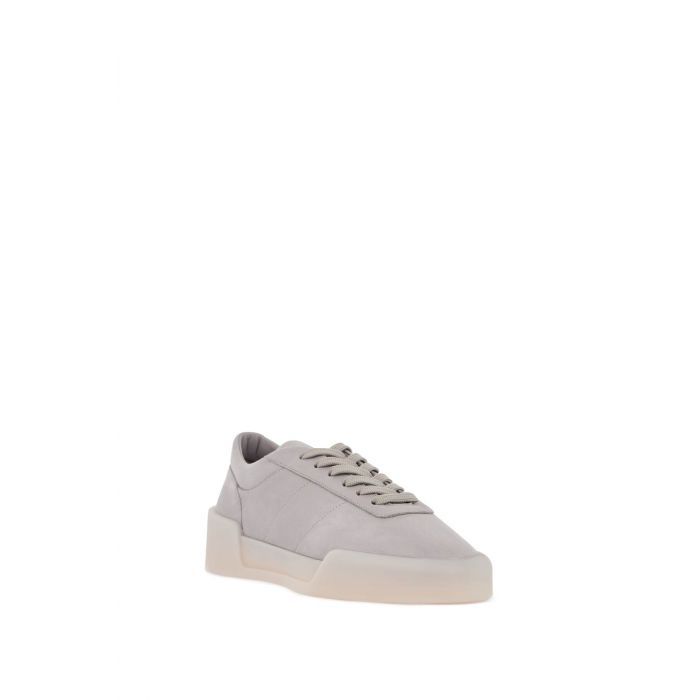 aerobic light gray leather with velcro closure low top sneakers