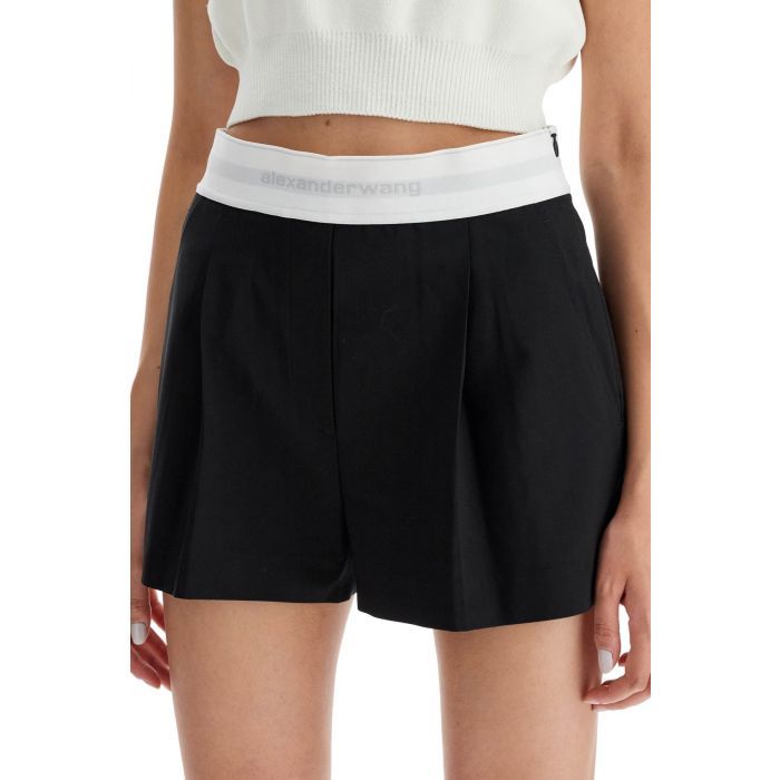 High-waist Pleated Logo Band Short