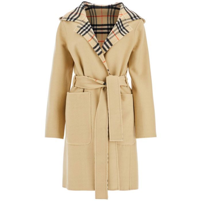 Mid-length Reversible Checked Wool Car Coat