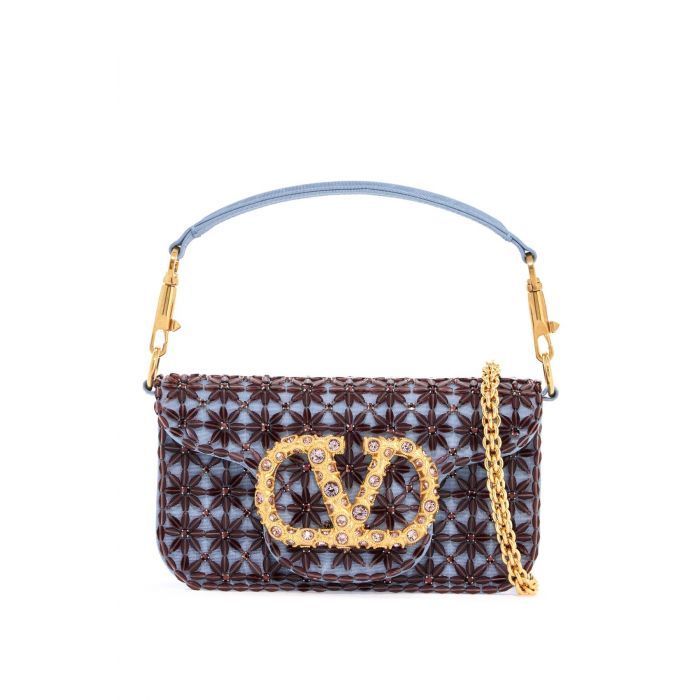 EMBROIDERED WITH JEWEL LOGO  LOCÒ SMALL SHOULDER BAG