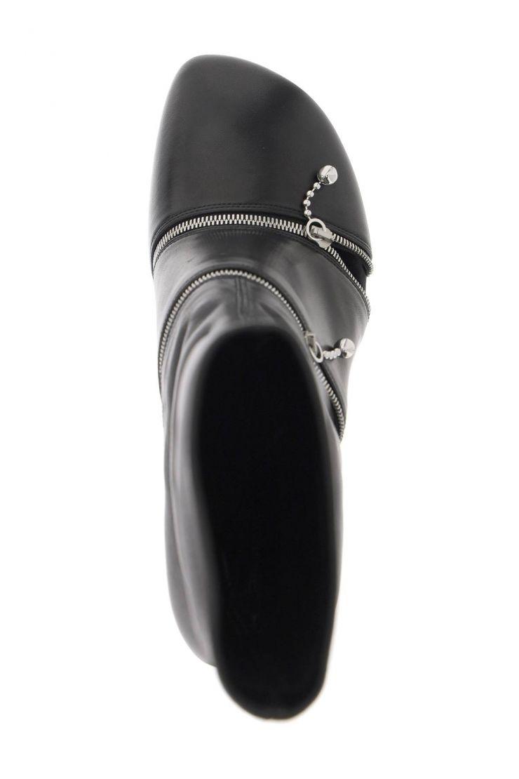 Leather peep ankle boots