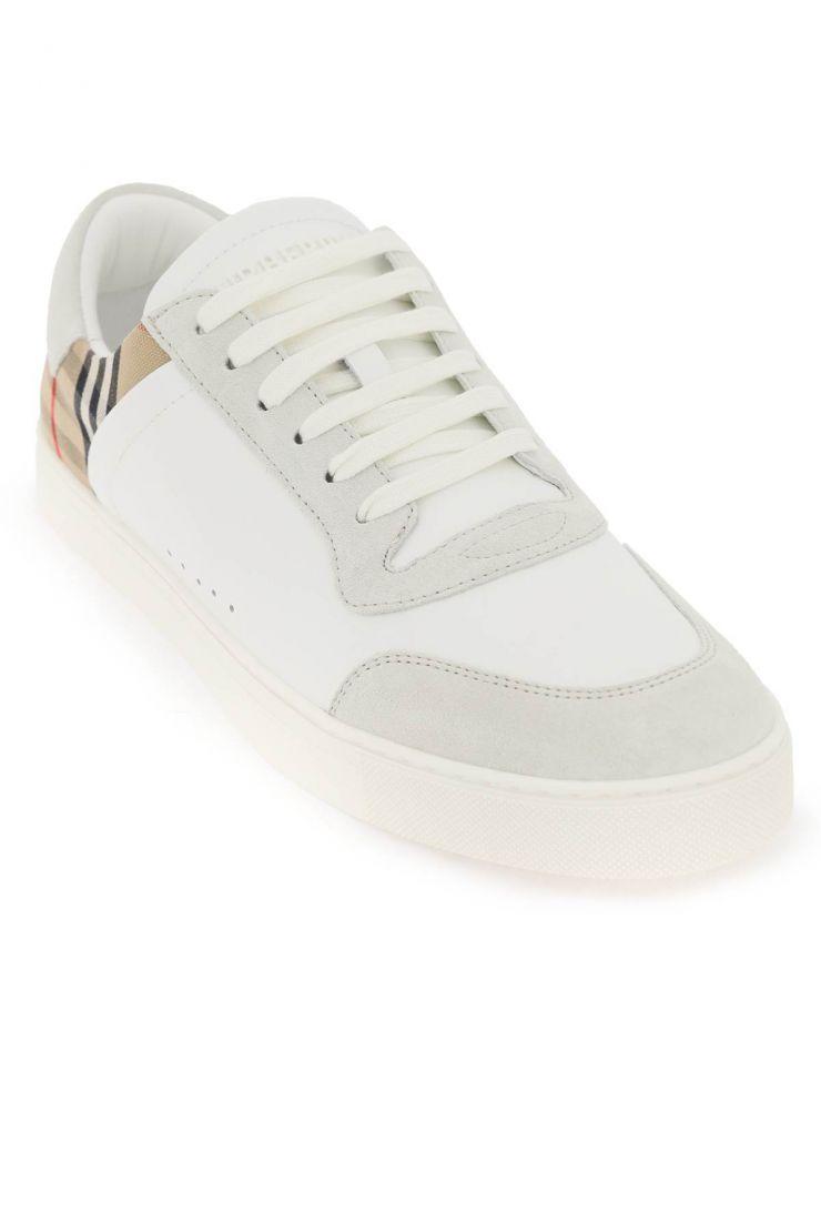 Check leather sneakers